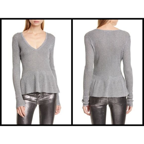 💕VERONICA BEARD💕 Esmerelda V-neck Pullover Grey - Picture 5 of 16